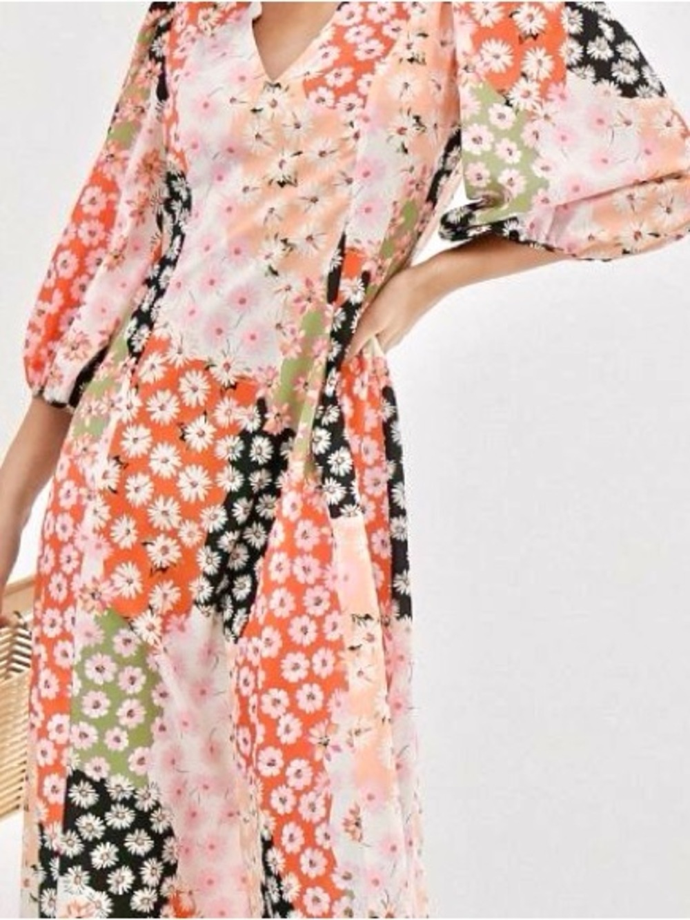 ASOS Trapeze Maxi Dress Mixed Patchwork. Retro Boho Chic Cottagecore Prairie